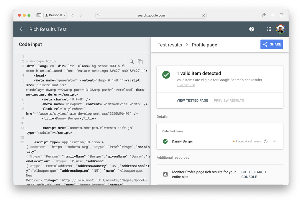 Rich Results Test - Home